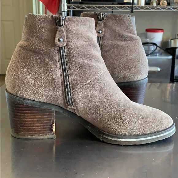 Genuine Suede Zip Ankle Bootie, Cement Gray - Picture 11 of 12